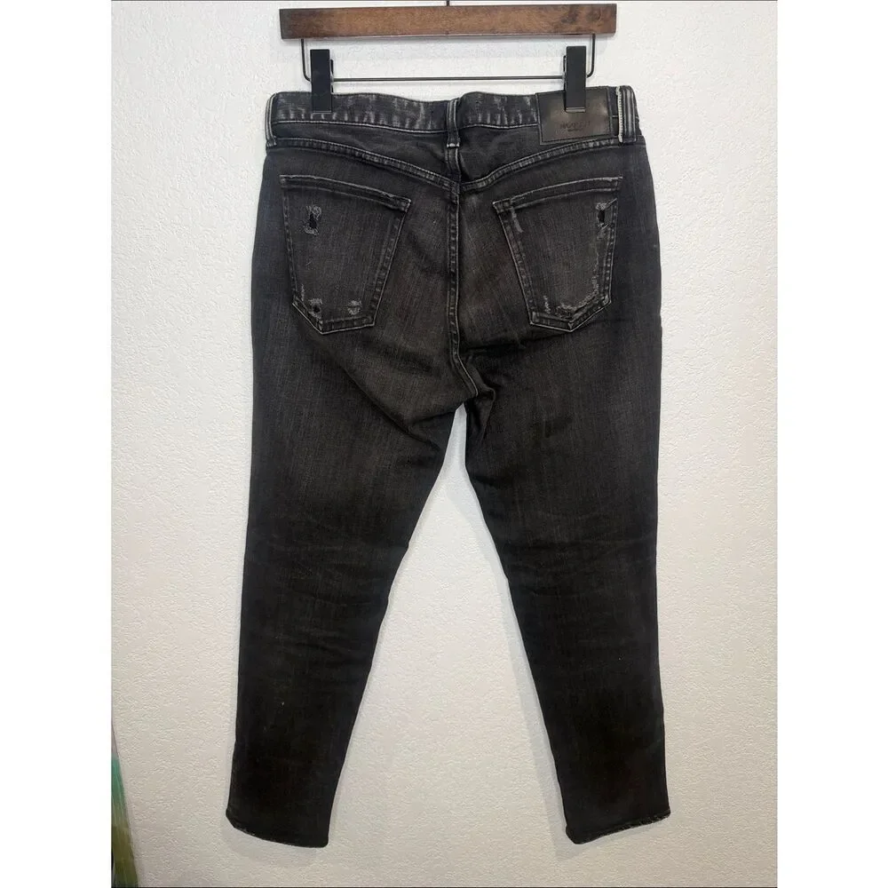 NEW MOUSSY Vintage Black Distressed HOWA Straight Jeans Sz 30